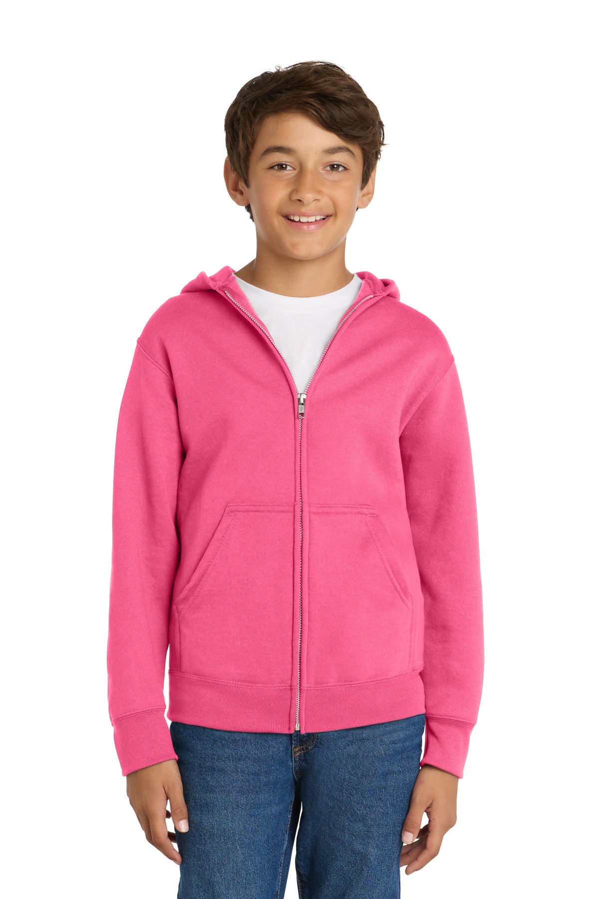 Port & Co Youth Core Fleece Full-Zip Hooded Sweatshirt