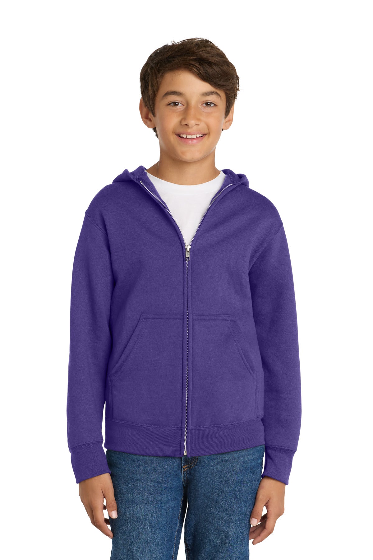 Port & Co Youth Core Fleece Full-Zip Hooded Sweatshirt