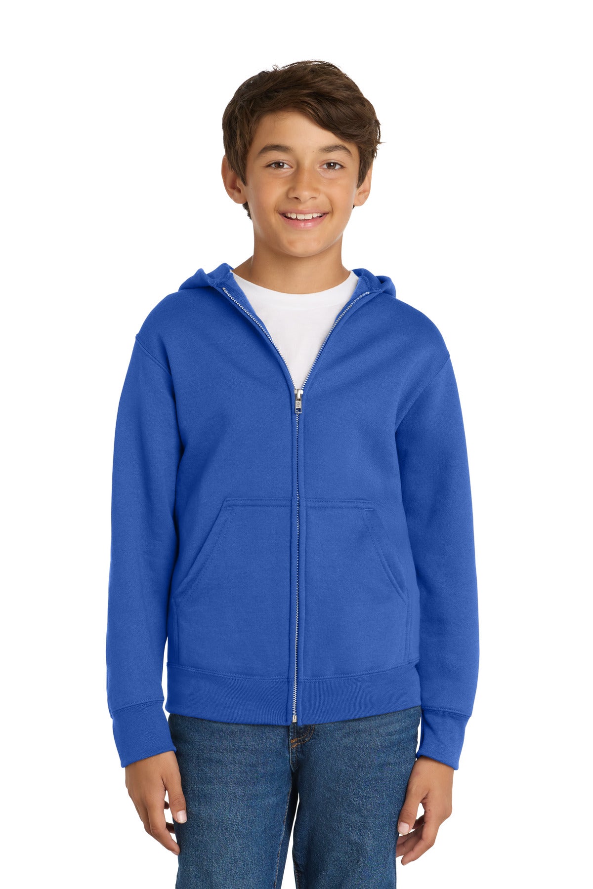 Port & Co Youth Core Fleece Full-Zip Hooded Sweatshirt