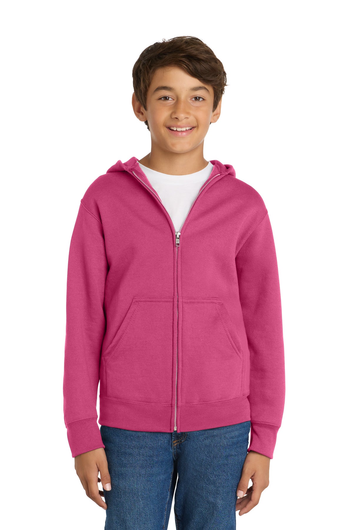 Port & Co Youth Core Fleece Full-Zip Hooded Sweatshirt