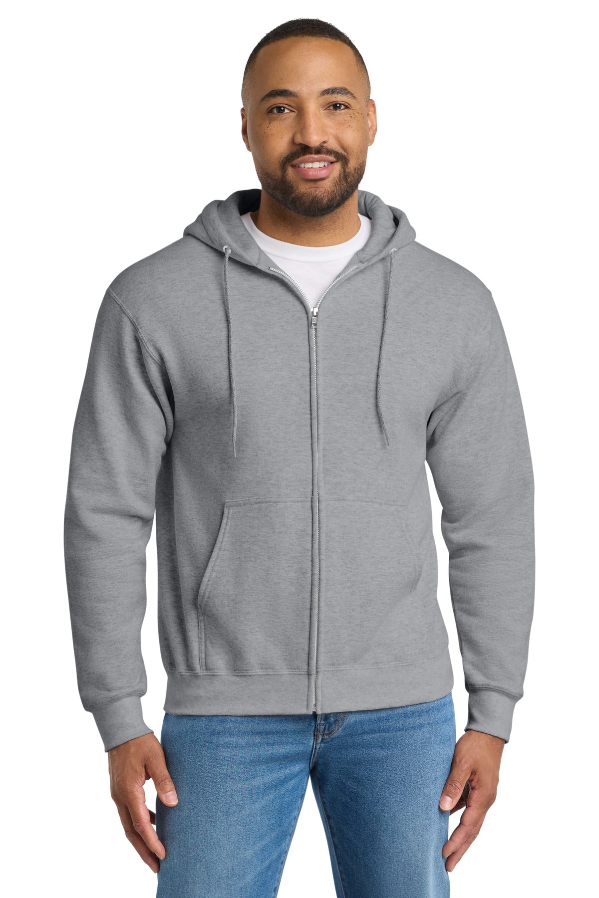 Port & Co Tall Essential Fleece Full-Zip Hooded Sweatshirt. PC90ZHT - Athletic Heather