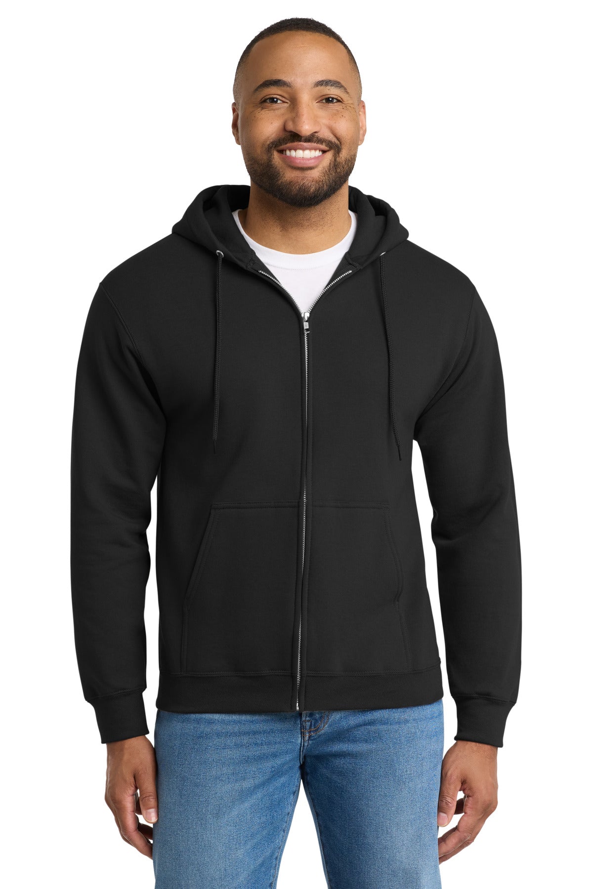 Port & Co Tall Essential Fleece Full-Zip Hooded Sweatshirt. PC90ZHT - Jet Black