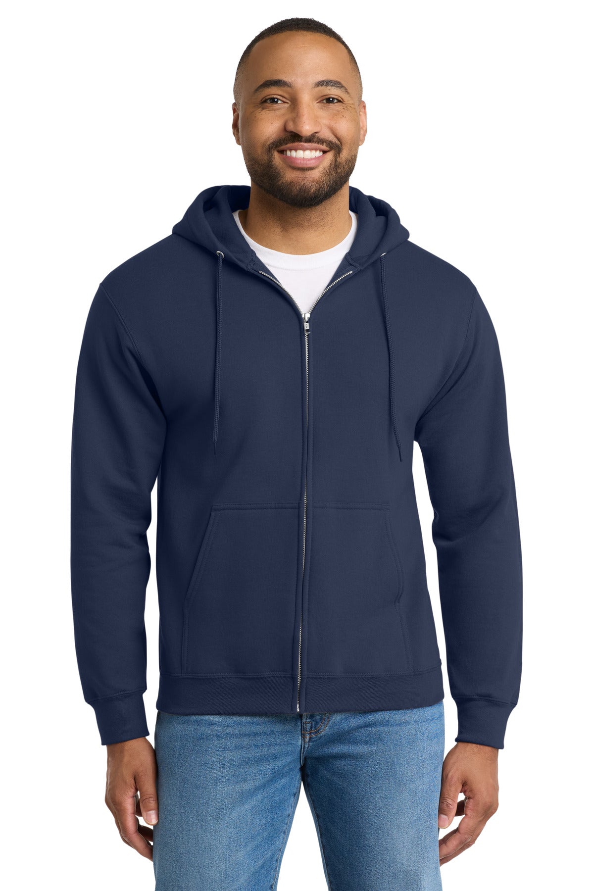 Port & Co Tall Essential Fleece Full-Zip Hooded Sweatshirt. PC90ZHT - Navy