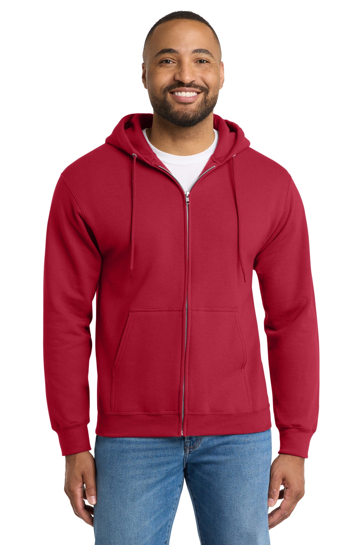 Port & Co Essential Fleece Full-Zip Hooded Sweatshirt.  PC90ZH - Red