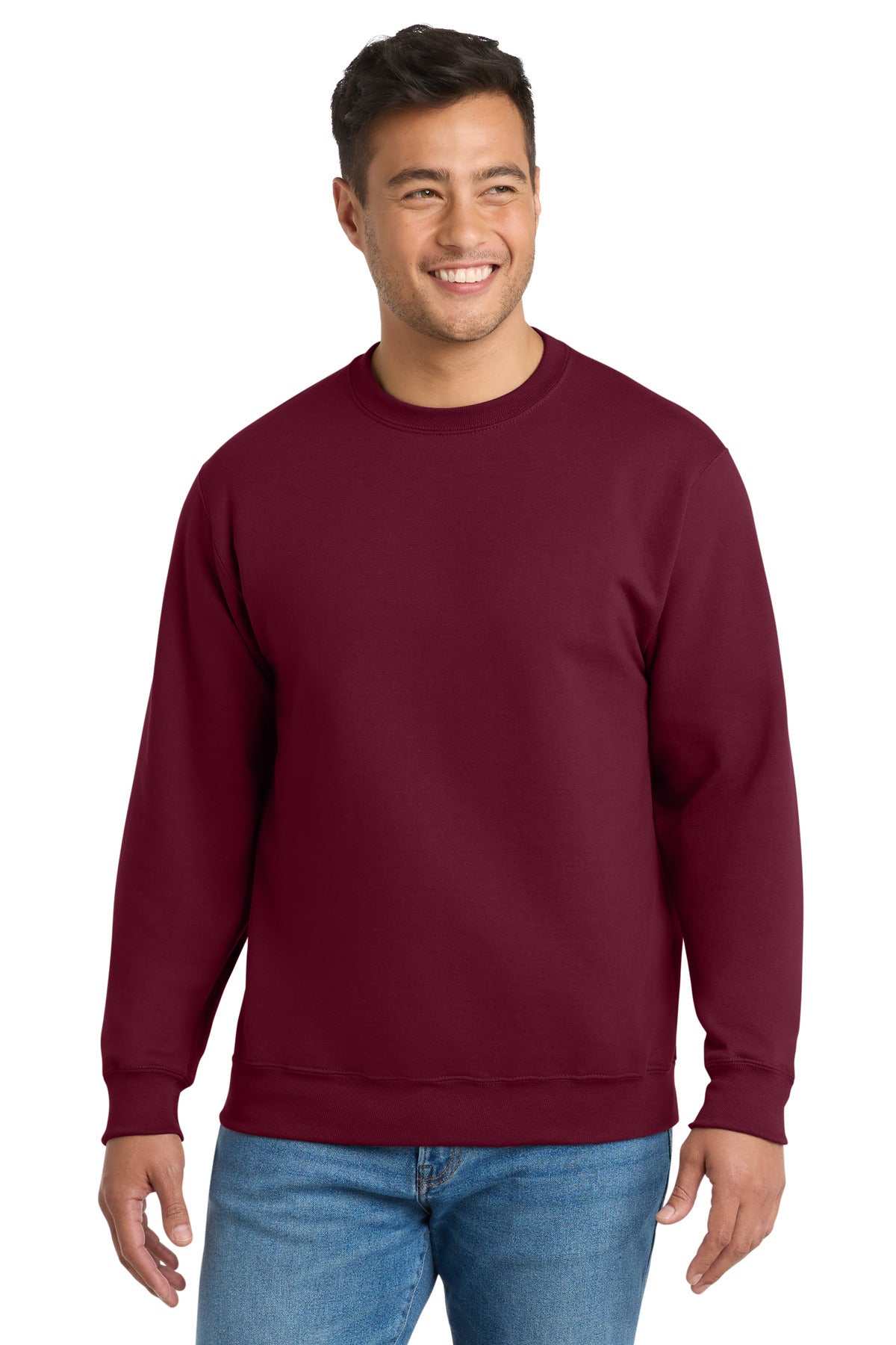 Port & Co Essential Fleece Crewneck Sweatshirt.  PC90 - Cardinal