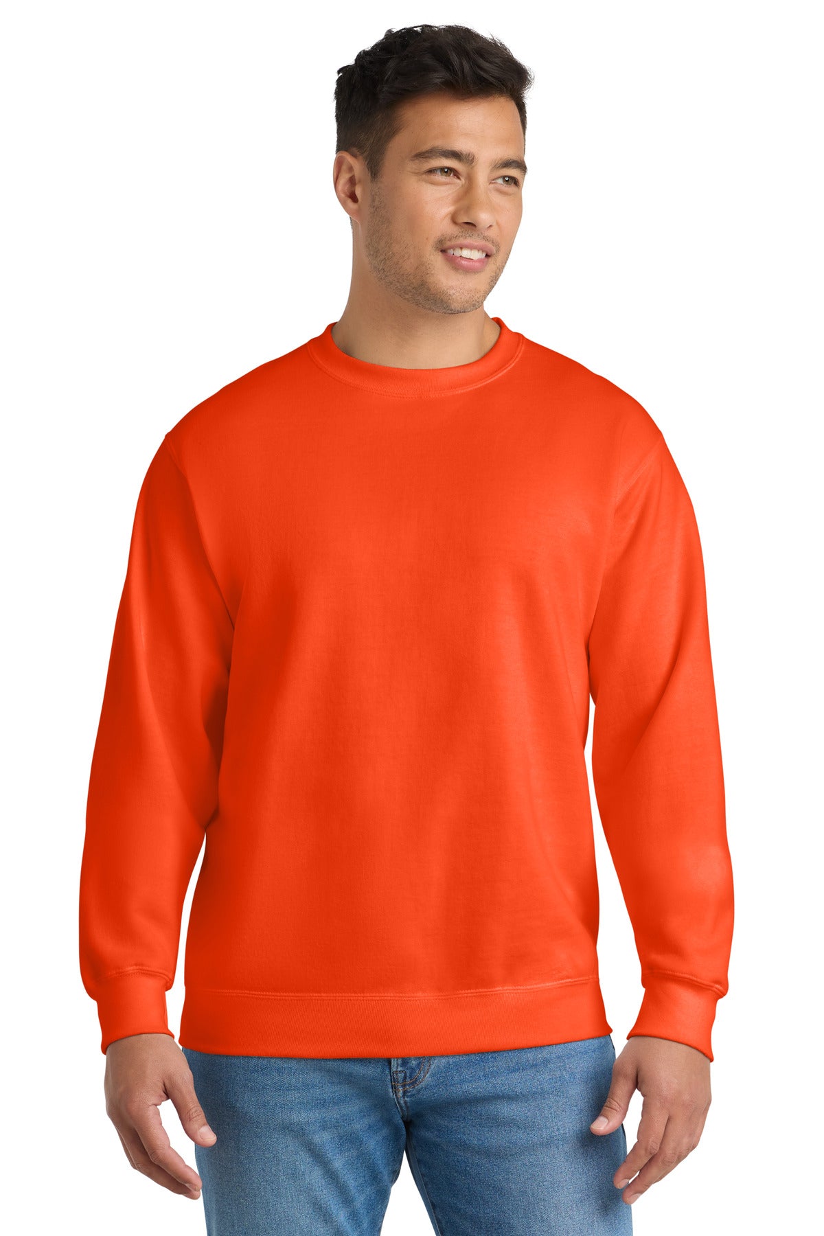 Port & Co Essential Fleece Crewneck Sweatshirt.  PC90 - Safety Orange