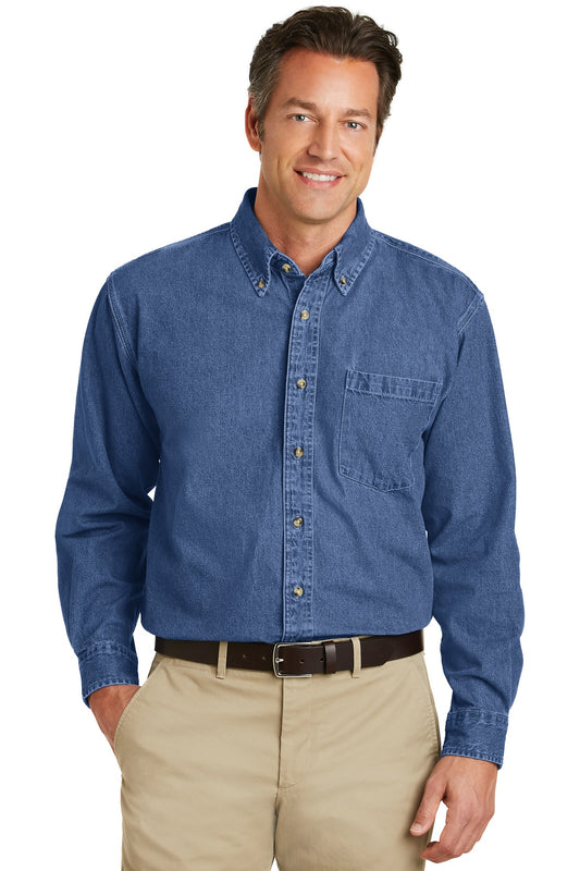 Port Authority Heavyweight Denim Shirt. S100 - Dark Blue Stonewashed