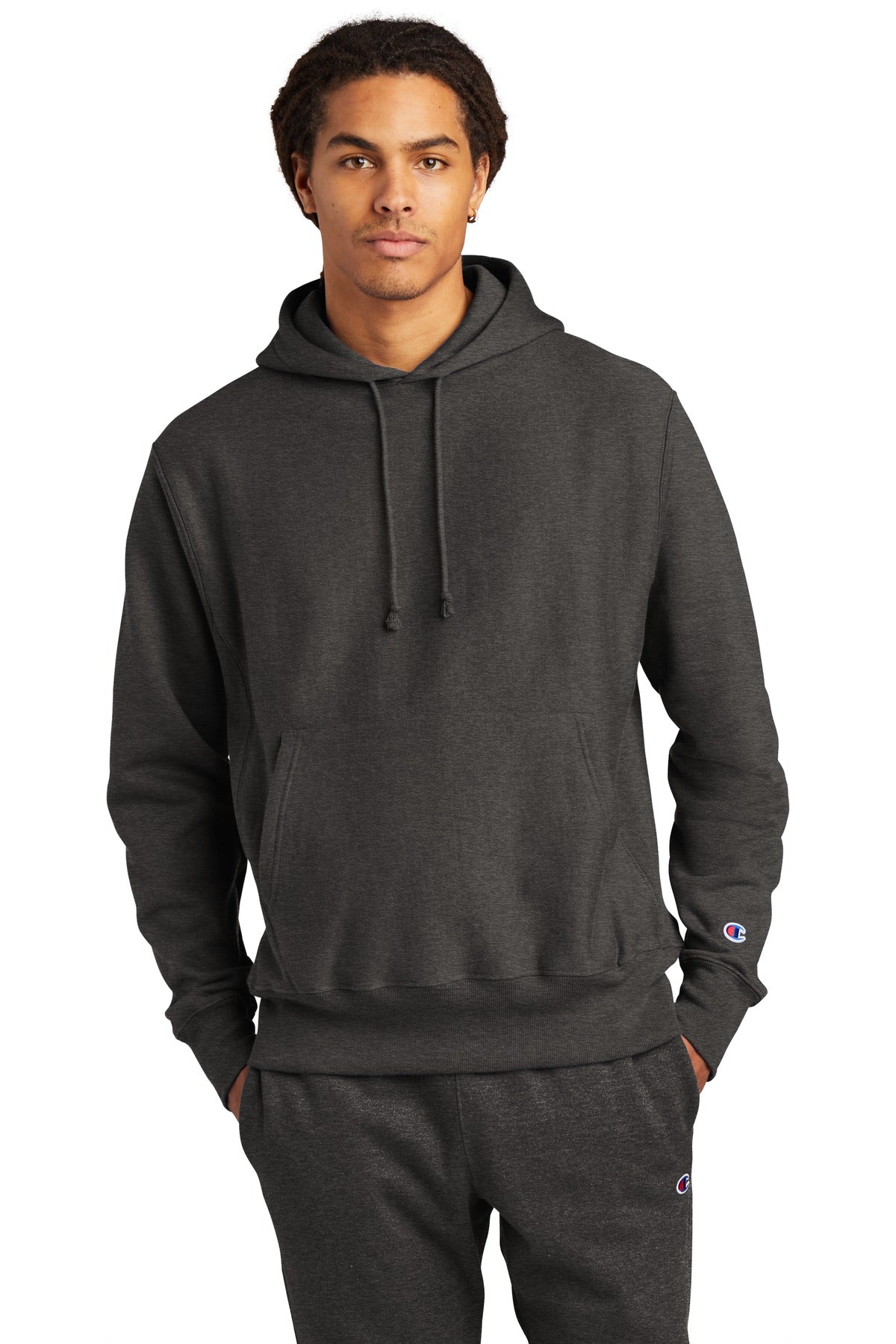 Champion   Reverse Weave   Hooded Sweatshirt S101 - Charcoal Heather