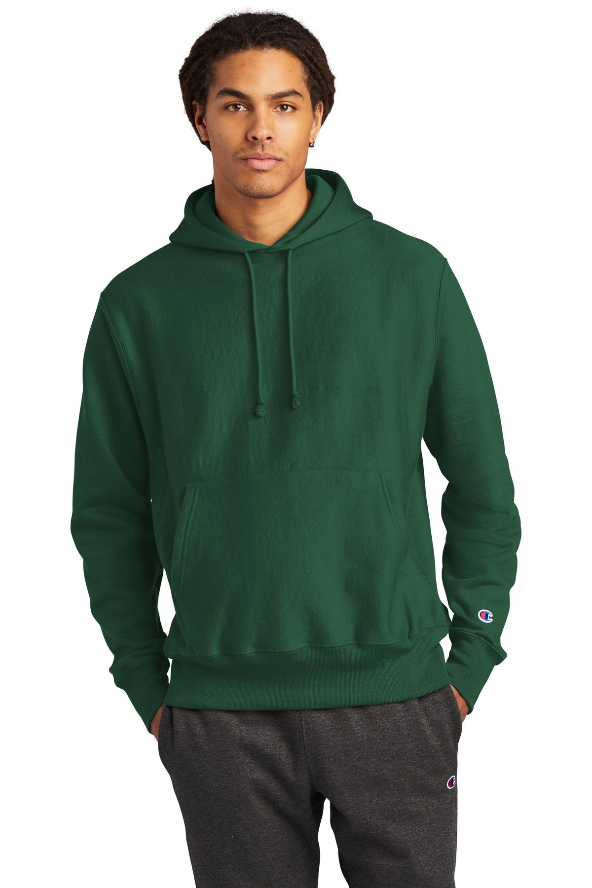 Champion   Reverse Weave   Hooded Sweatshirt S101 - Dark Green