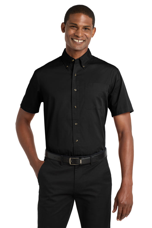 Port Authority Short Sleeve Twill Shirt. S500T - Black