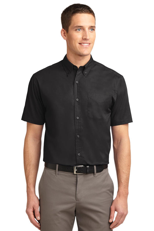 Port Authority Short Sleeve Easy Care Shirt.  S508 - Black/ Light Stone
