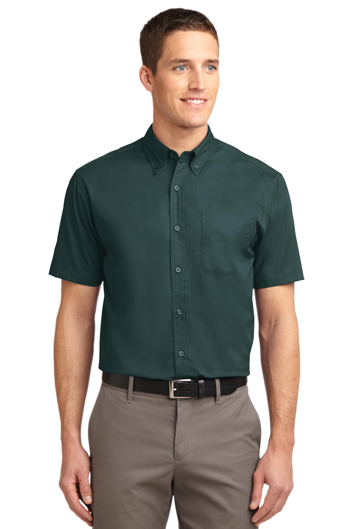 Port Authority Short Sleeve Easy Care Shirt.  S508 - Dark Green/ Navy