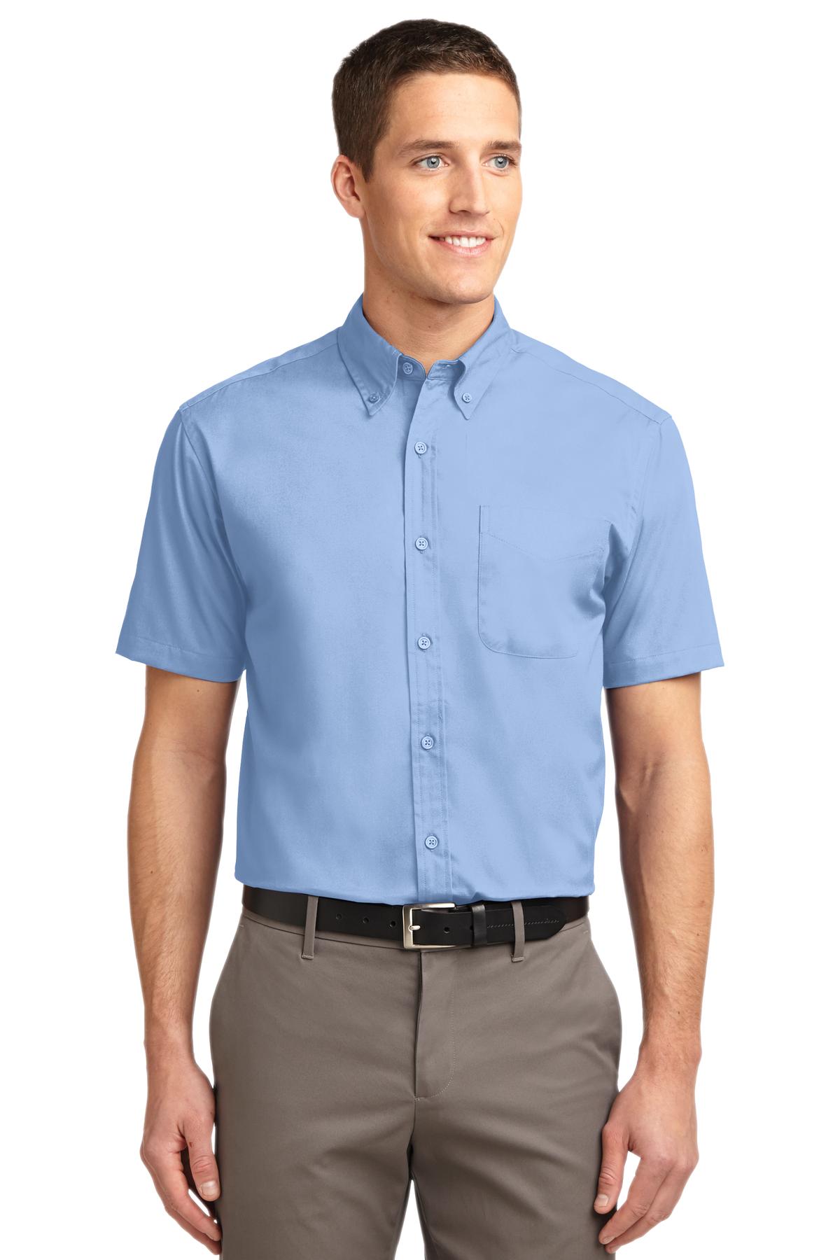Port Authority Short Sleeve Easy Care Shirt.  S508 - Light Blue/ Light Stone