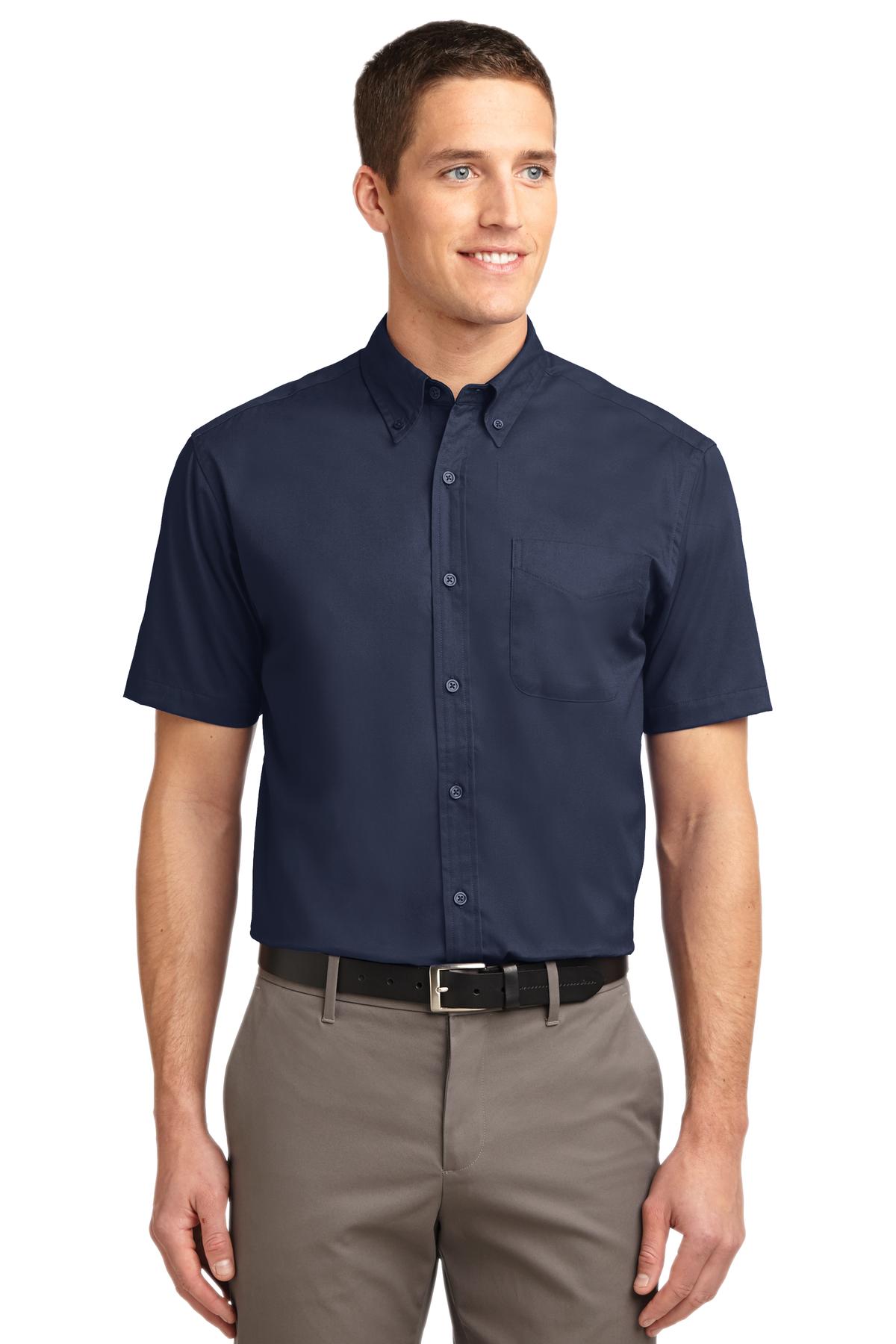 Port Authority Short Sleeve Easy Care Shirt.  S508 - Navy/ Light Stone