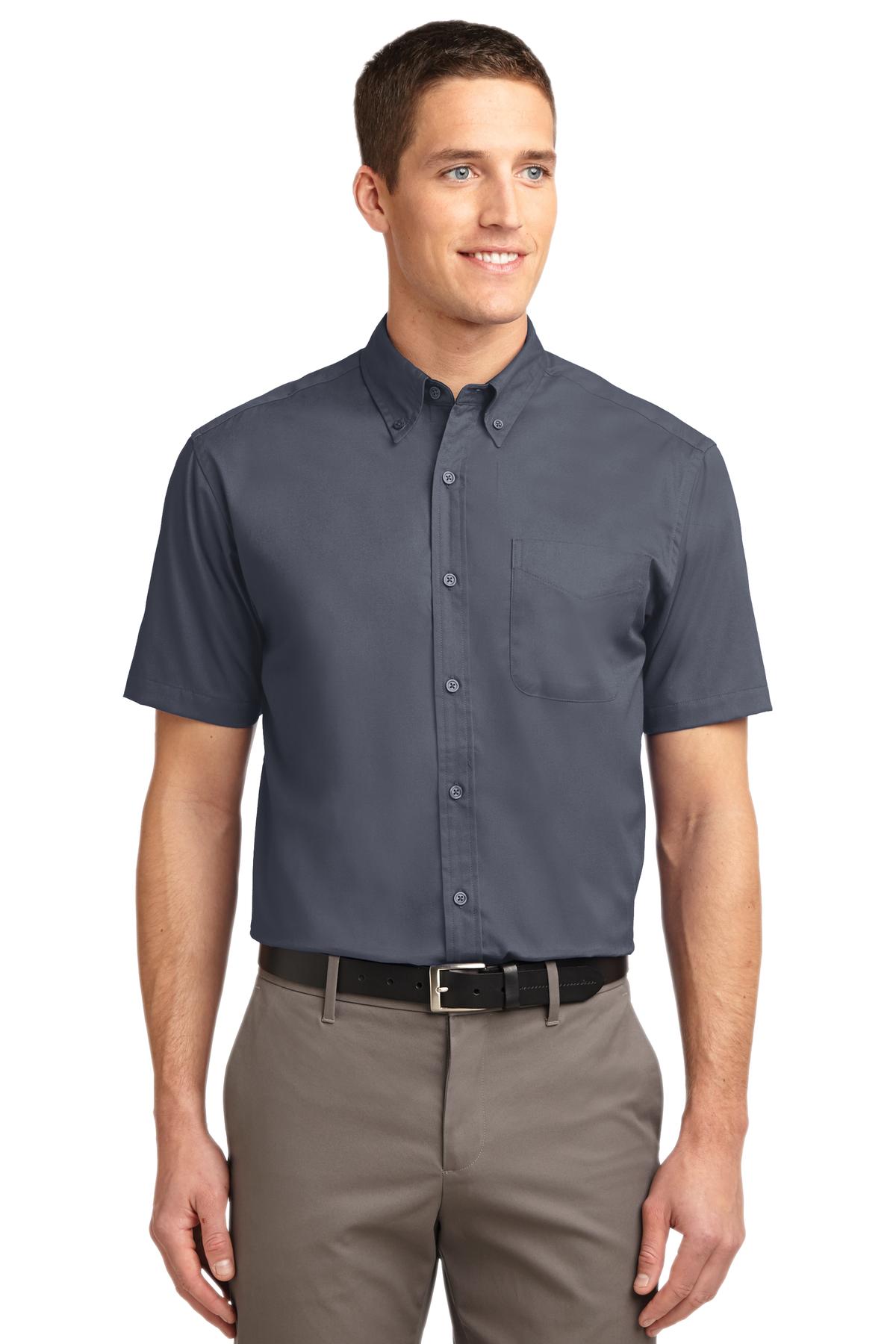 Port Authority Short Sleeve Easy Care Shirt.  S508 - Steel Grey/ Light Stone