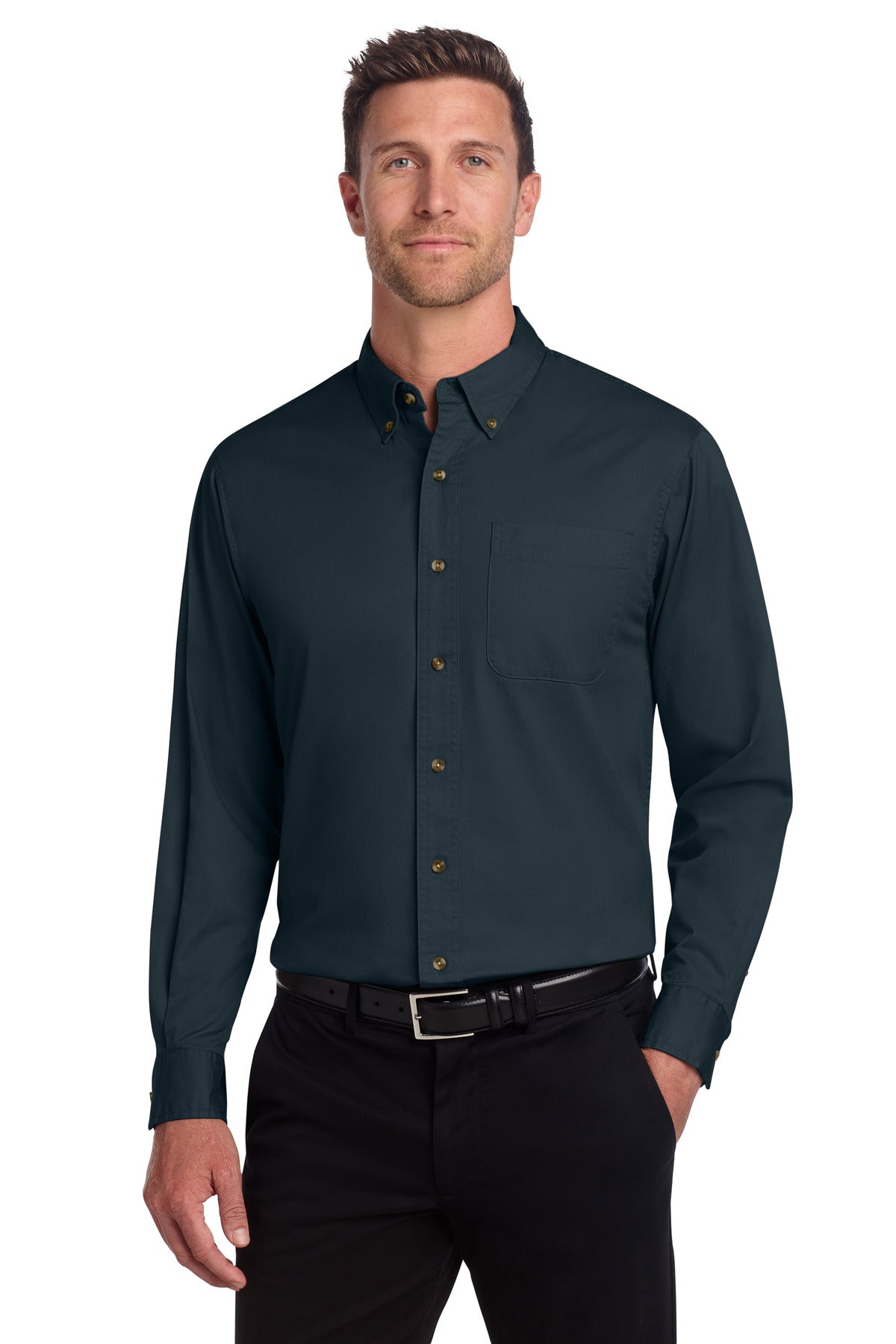 Port Authority Long Sleeve Twill Shirt.  S600T - Classic Navy