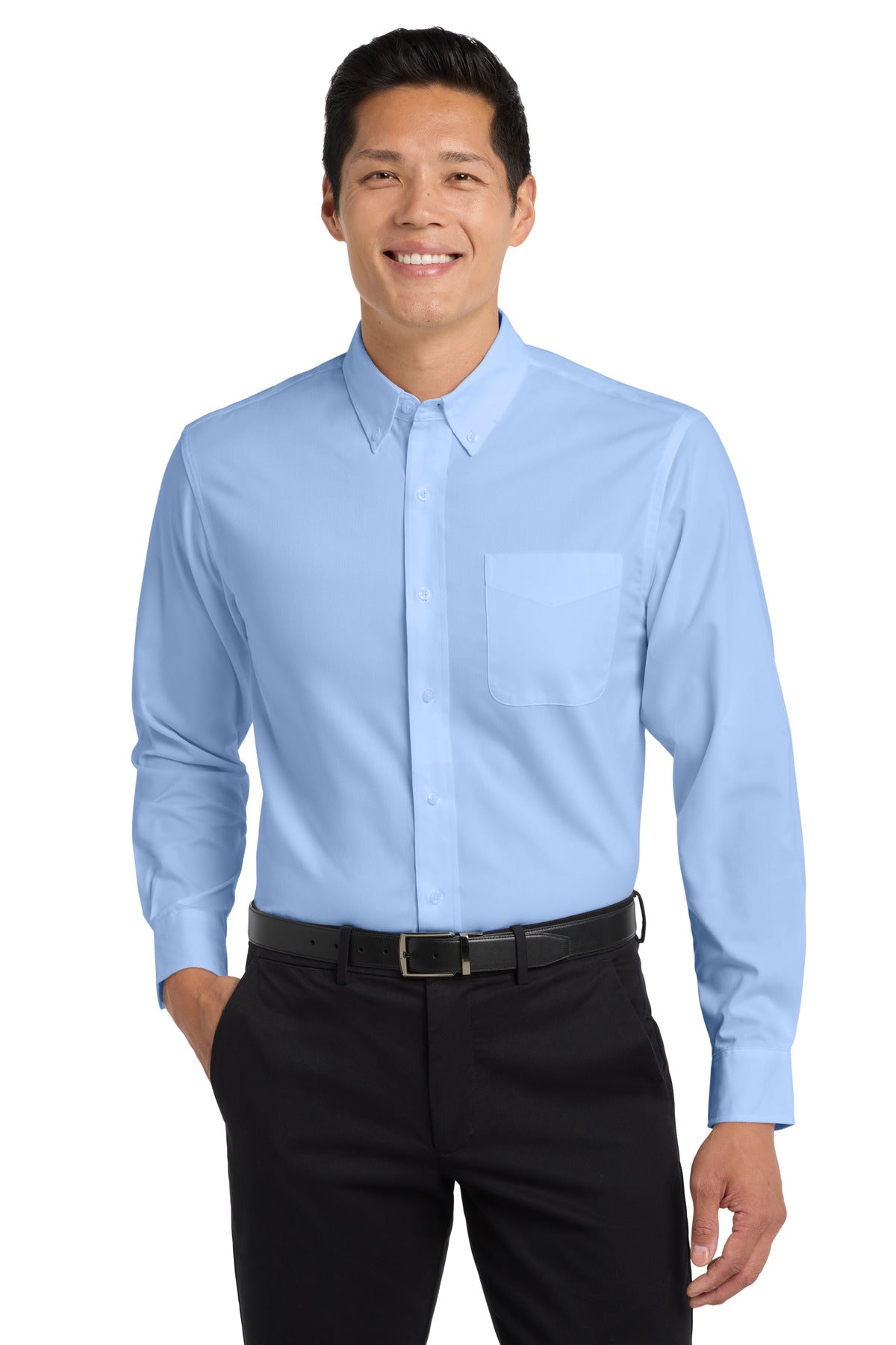 Port Authority Extended Size Long Sleeve Easy Care Shirt S608ES - Light Blue/ Light Stone