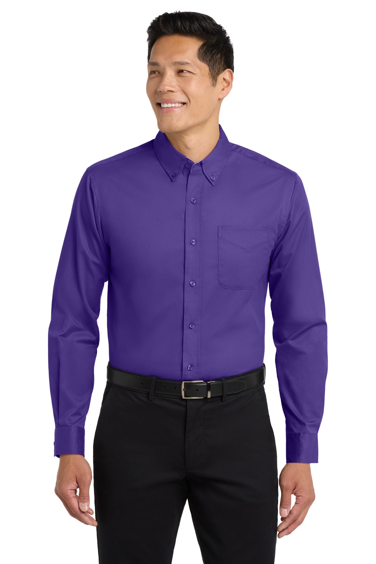 Port Authority Extended Size Long Sleeve Easy Care Shirt S608ES - Purple/ Light Stone