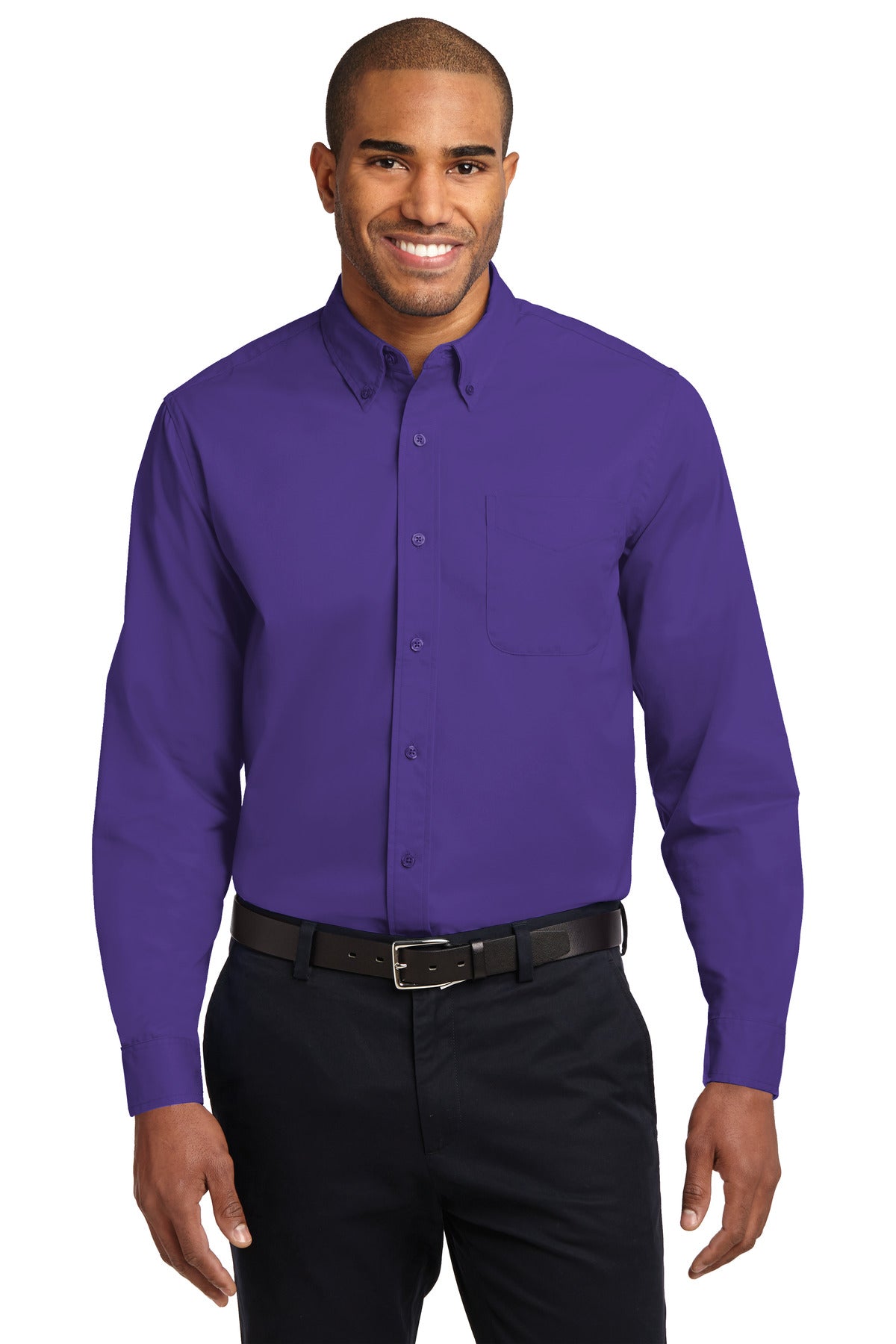 Port Authority Long Sleeve Easy Care Shirt S608 - Purple/ Light Stone