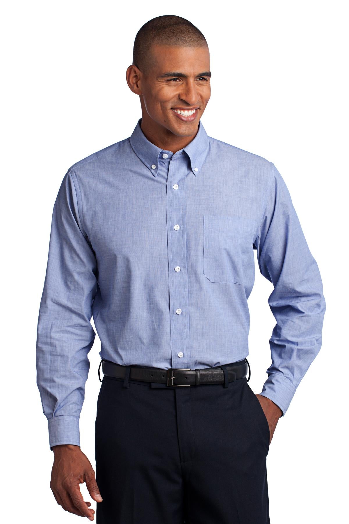 Port Authority Crosshatch Easy Care Shirt. S640 - Chambray Blue