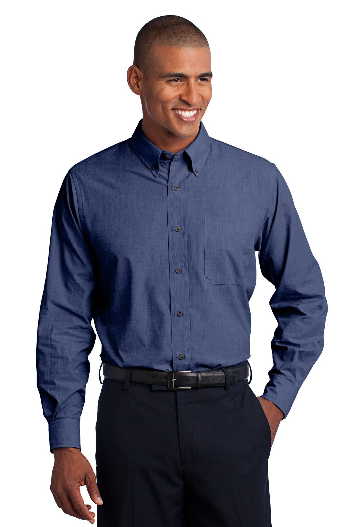 Port Authority Crosshatch Easy Care Shirt. S640 - Deep Blue