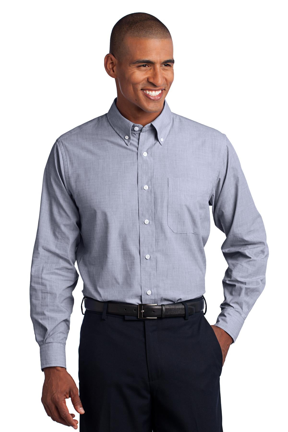 Port Authority Crosshatch Easy Care Shirt. S640 - Navy Frost