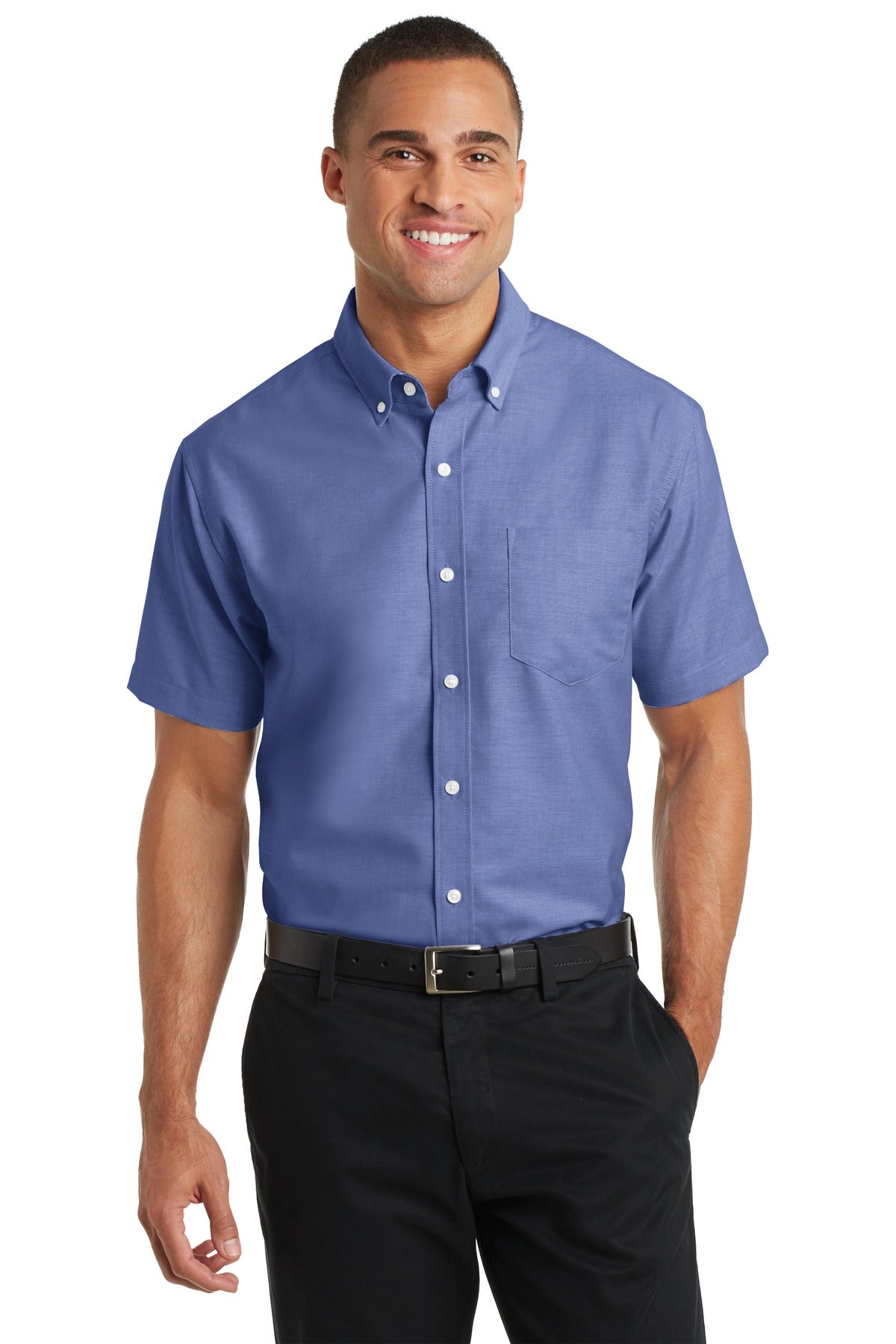 Port Authority Short Sleeve SuperPro Oxford Shirt. S659 - Navy
