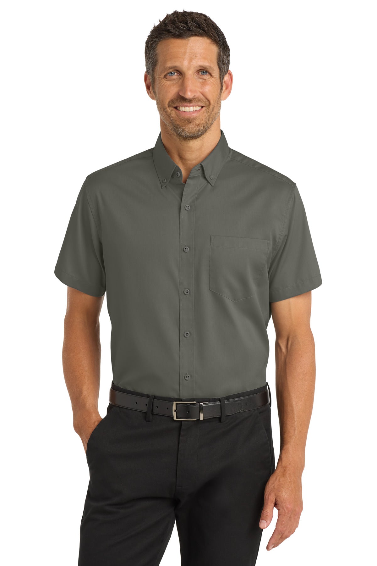 Port Authority Short Sleeve SuperPro Twill Shirt. S664 - Sterling Grey