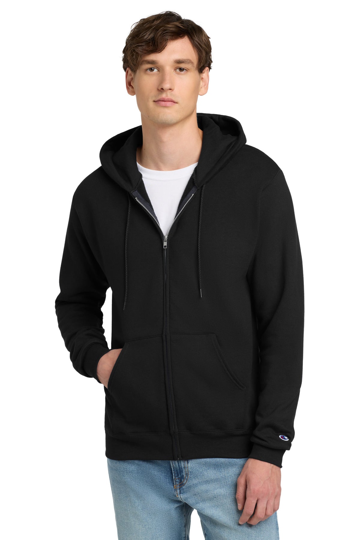 Champion Powerblend Full-Zip Hoodie. S800 - Black