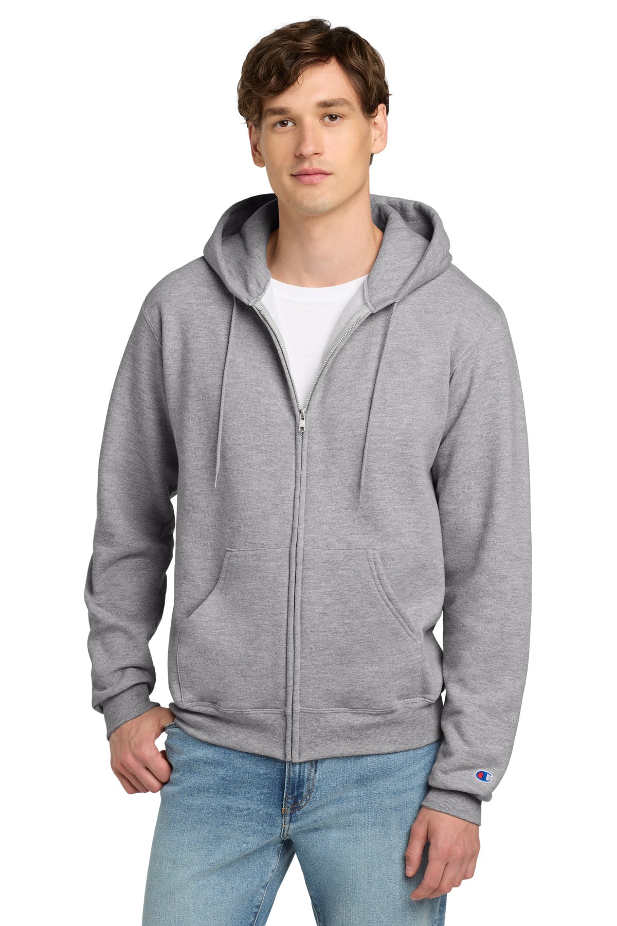 Champion Powerblend Full-Zip Hoodie. S800 - Light Steel