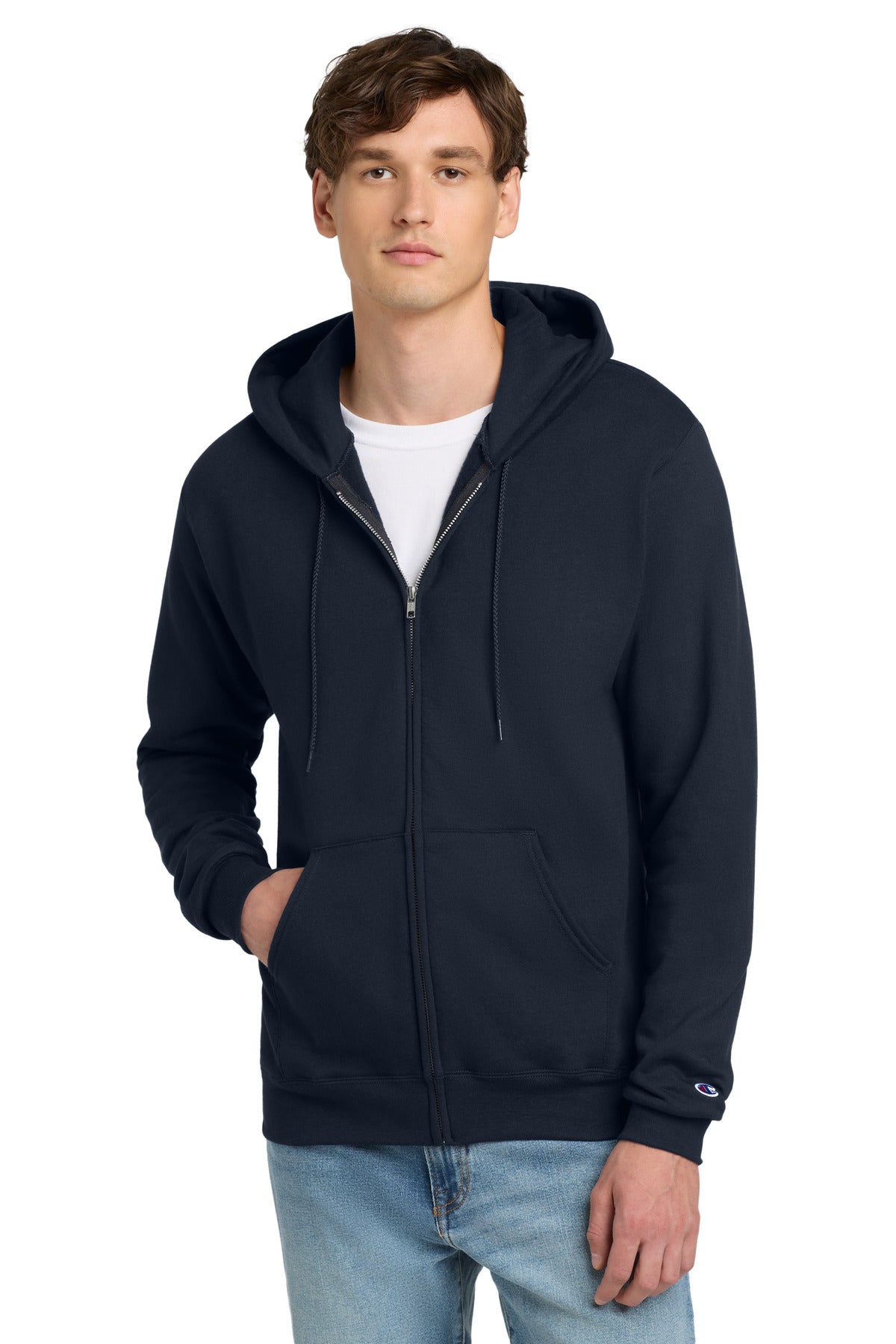 Champion Powerblend Full-Zip Hoodie. S800 - Navy