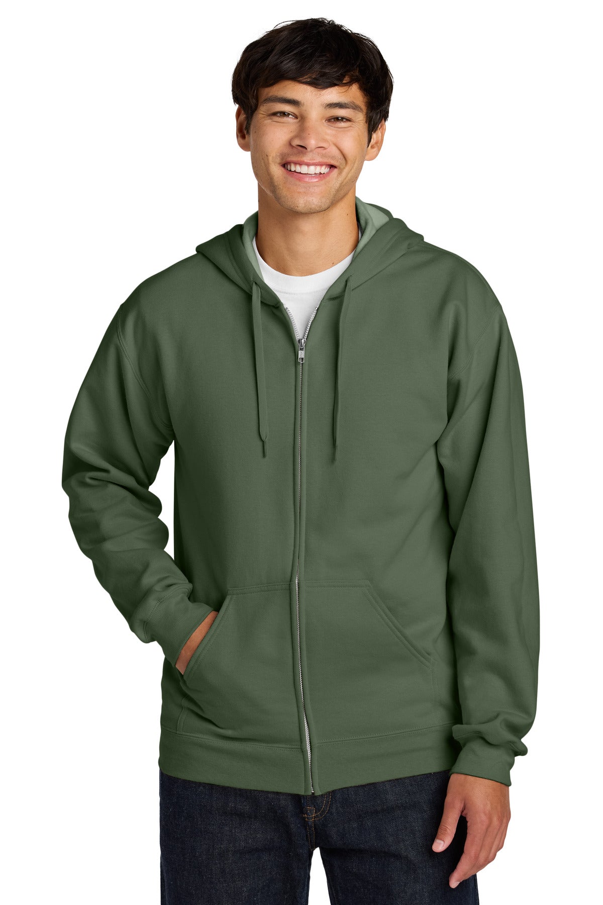 Gildan Softstyle Midweight Fleece Full-Zip Hooded Sweatshirt SF600 - Military Green