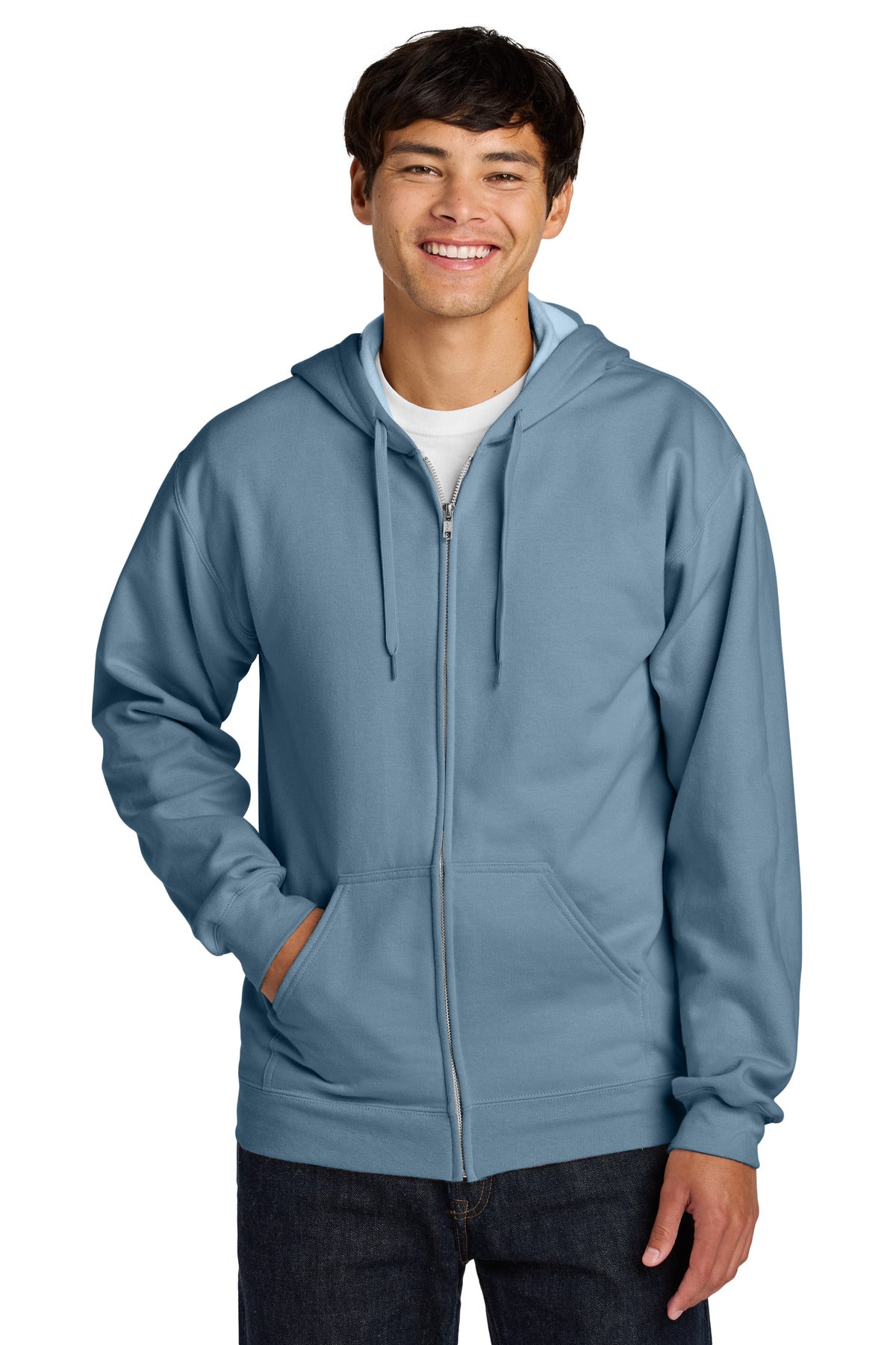 Gildan Softstyle Midweight Fleece Full-Zip Hooded Sweatshirt SF600 - Stone Blue