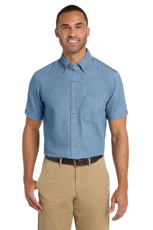 Port & Co Short Sleeve Value Denim Shirt. SP11 - Faded Blue