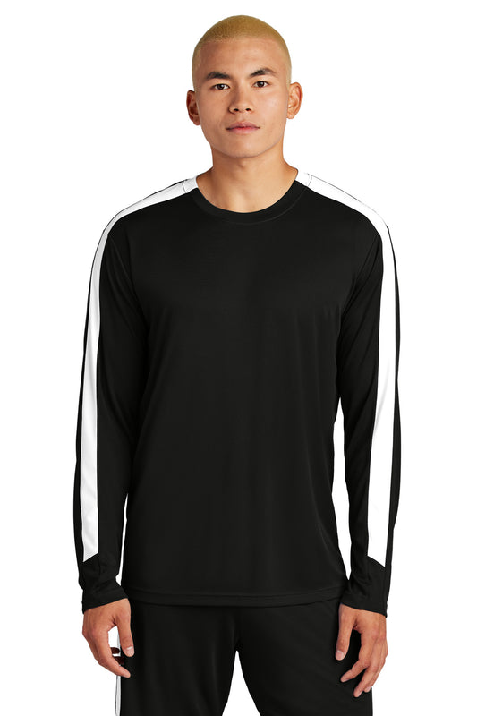 Sport-Tek Competitor United Long Sleeve Crew ST100LS - Black/ White