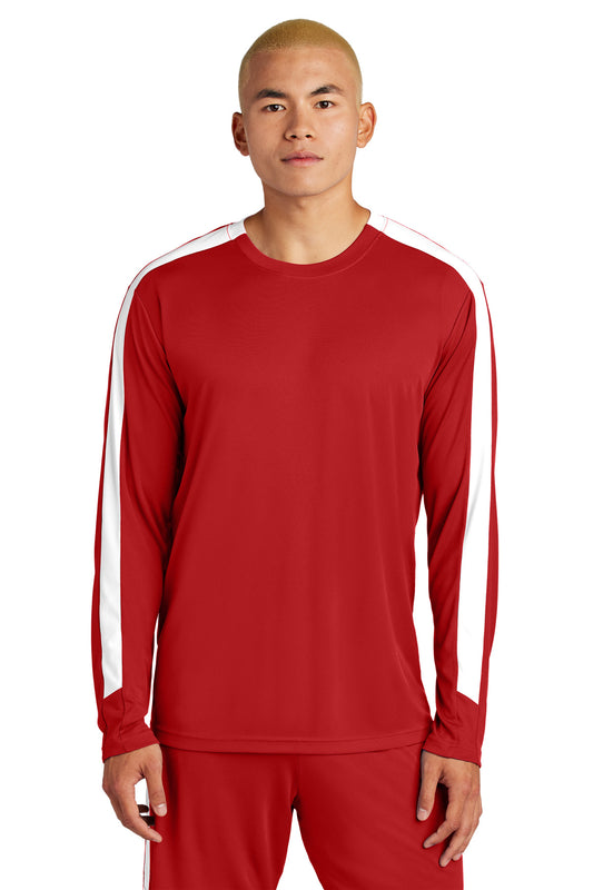 Sport-Tek Competitor United Long Sleeve Crew ST100LS - Deep Red/ White