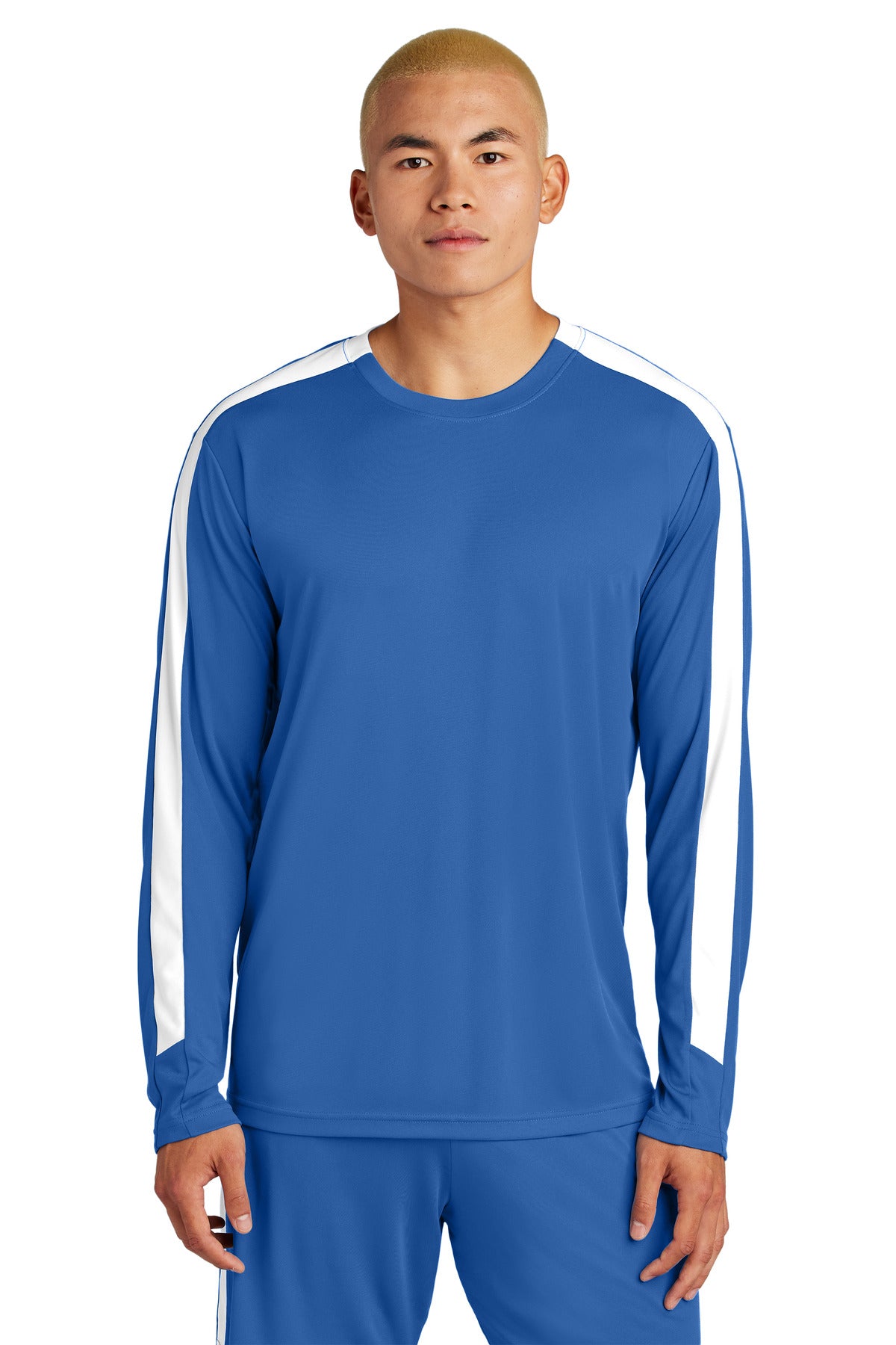 Sport-Tek Competitor United Long Sleeve Crew ST100LS - True Royal/ White