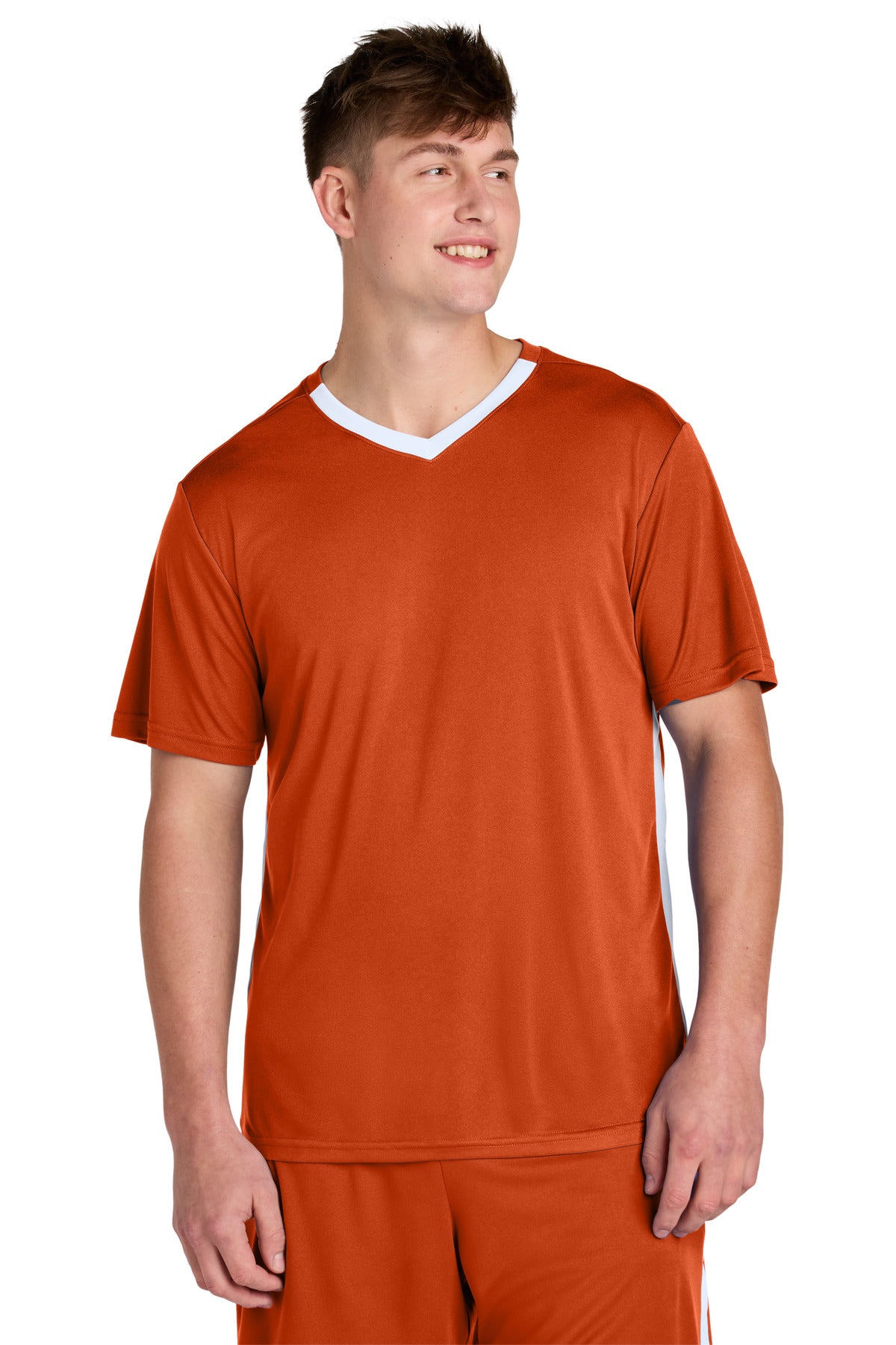Sport-Tek Competitor United V-Neck ST101 - Deep Orange/ White