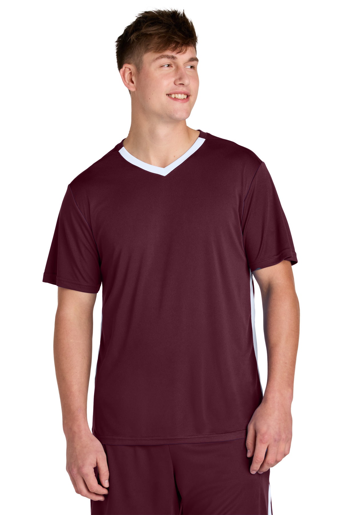 Sport-Tek Competitor United V-Neck ST101 - Maroon/ White