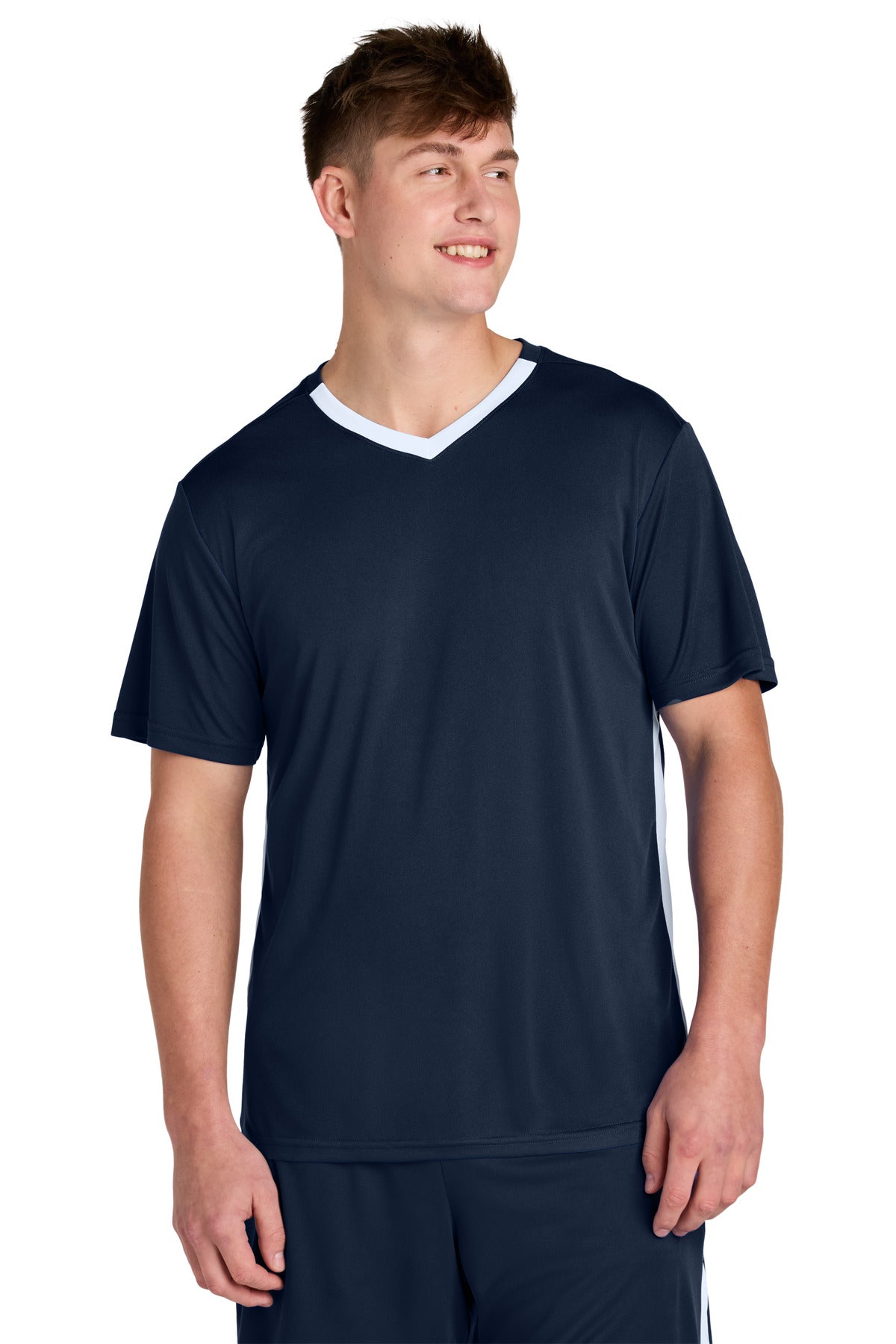 Sport-Tek Competitor United V-Neck ST101 - True Navy/ White