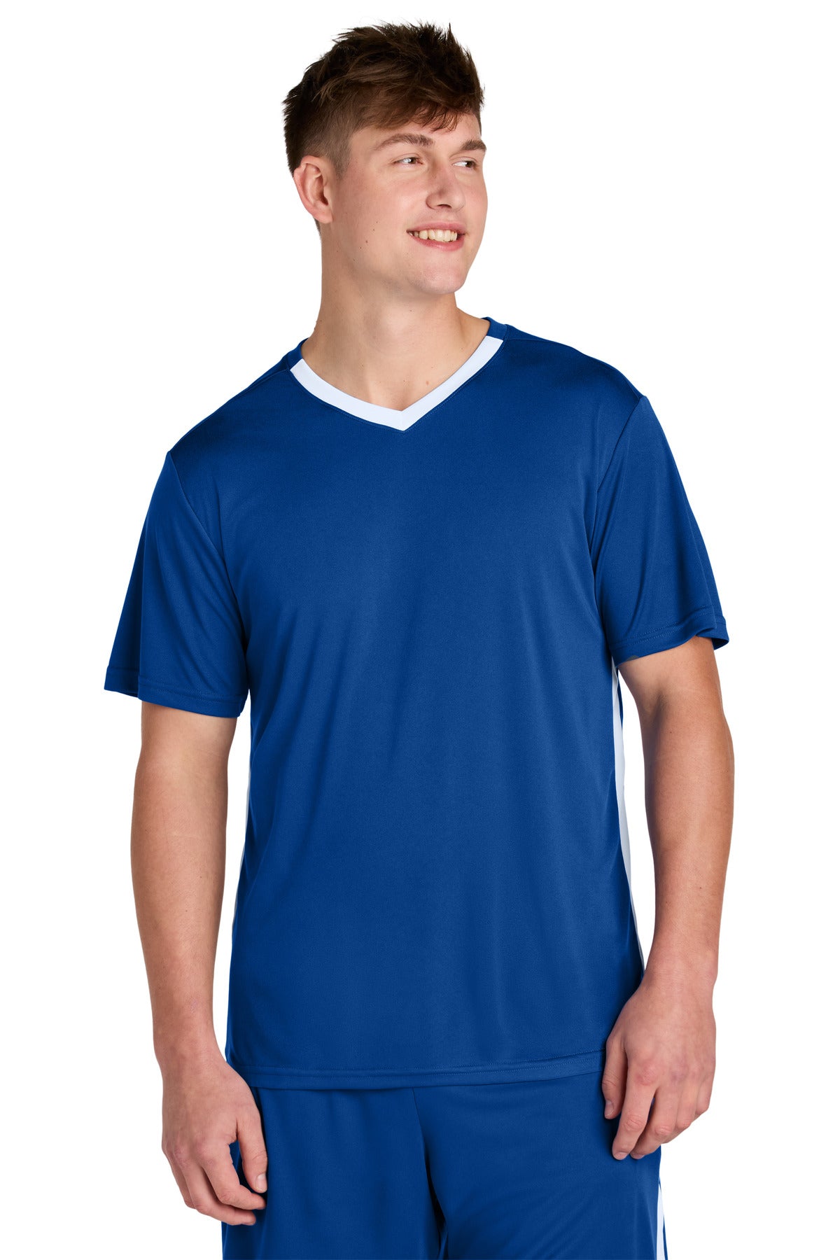 Sport-Tek Competitor United V-Neck ST101 - True Royal/ White