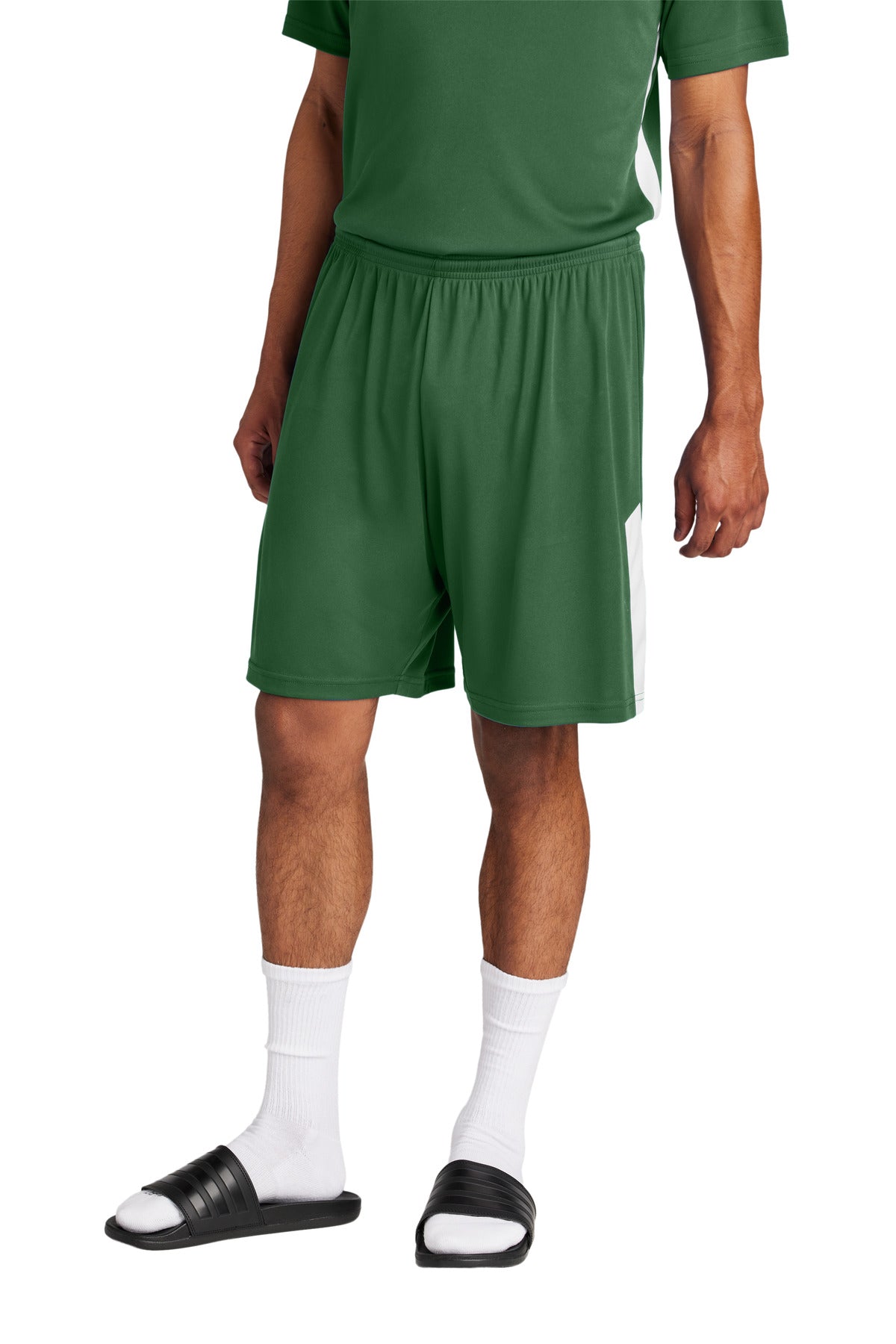 Sport-Tek Competitor United 7  Short ST103 - Forest Green/ White