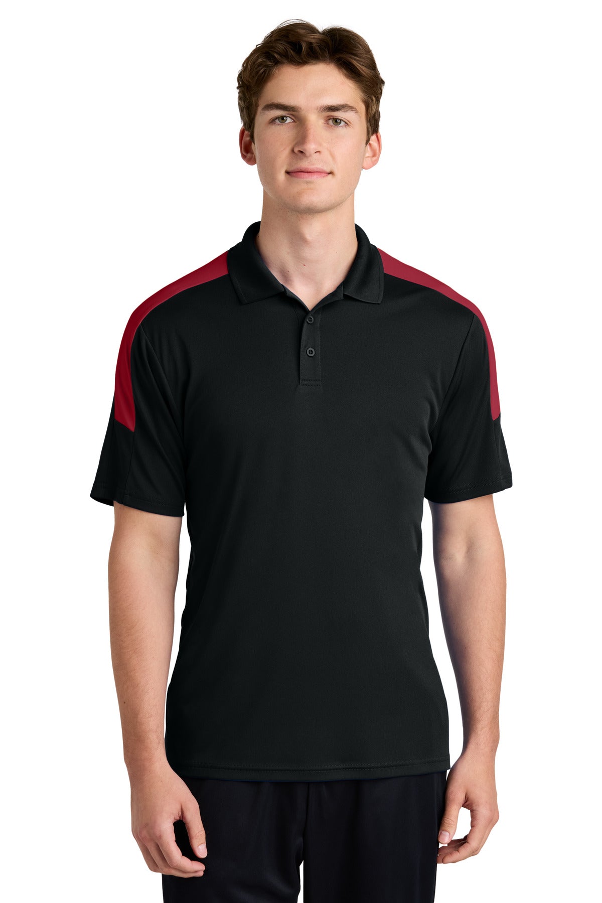 Sport-Tek Competitor United Polo ST104 - Black/ Deep Red