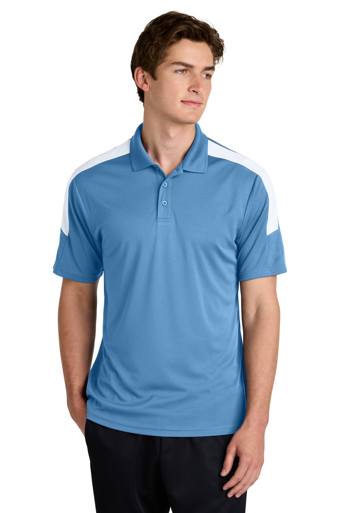 Sport-Tek Competitor United Polo ST104 - Carolina Blue/ White