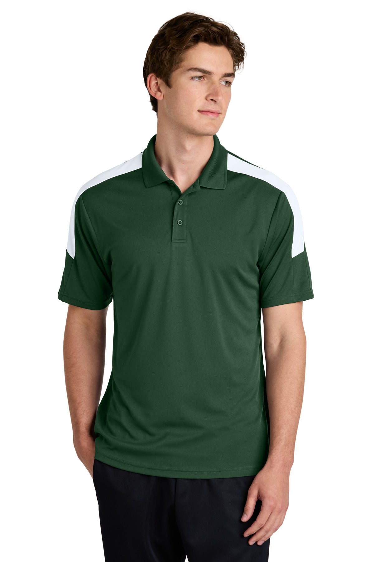 Sport-Tek Competitor United Polo ST104 - Forest Green/ White