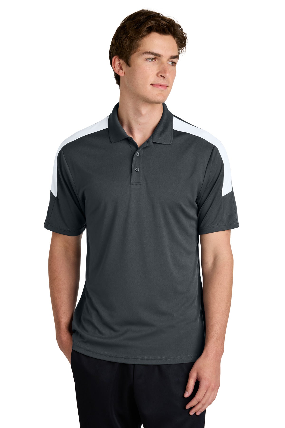 Sport-Tek Competitor United Polo ST104 - Iron Grey/ White