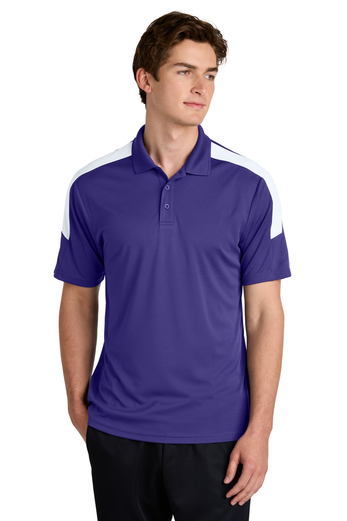 Sport-Tek Competitor United Polo ST104 - Purple/ White
