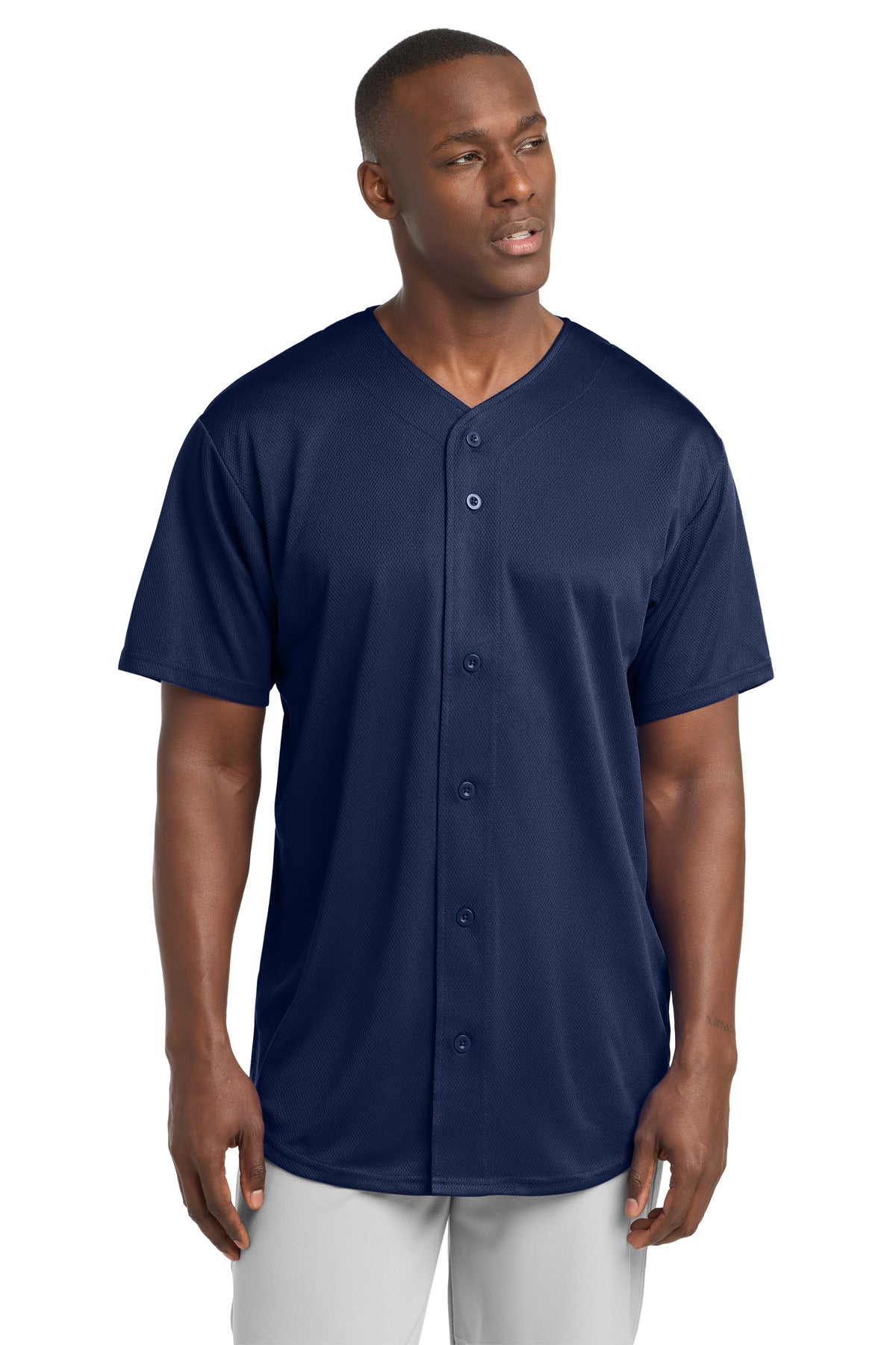 Sport-Tek PosiCharge Tough Mesh Full-Button Jersey. ST220 - True Navy