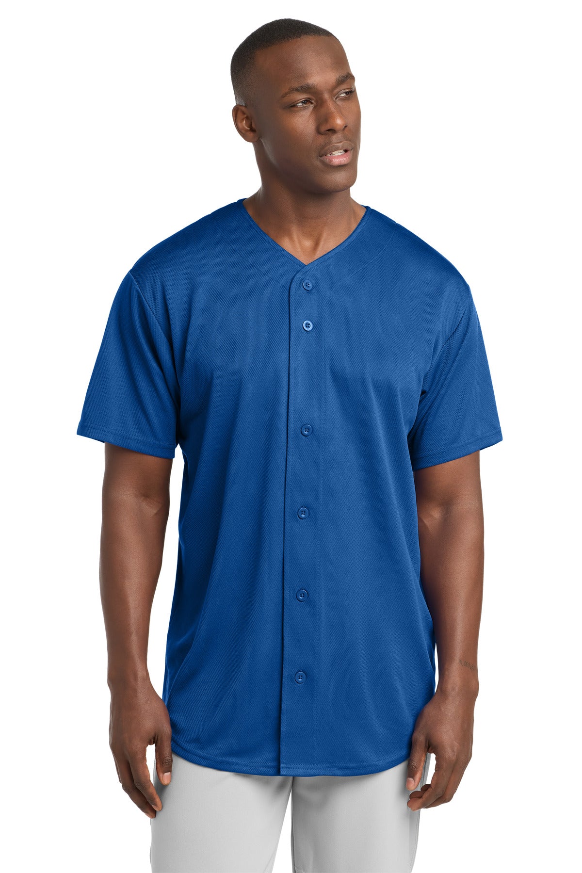 Sport-Tek PosiCharge Tough Mesh Full-Button Jersey. ST220 - True Royal
