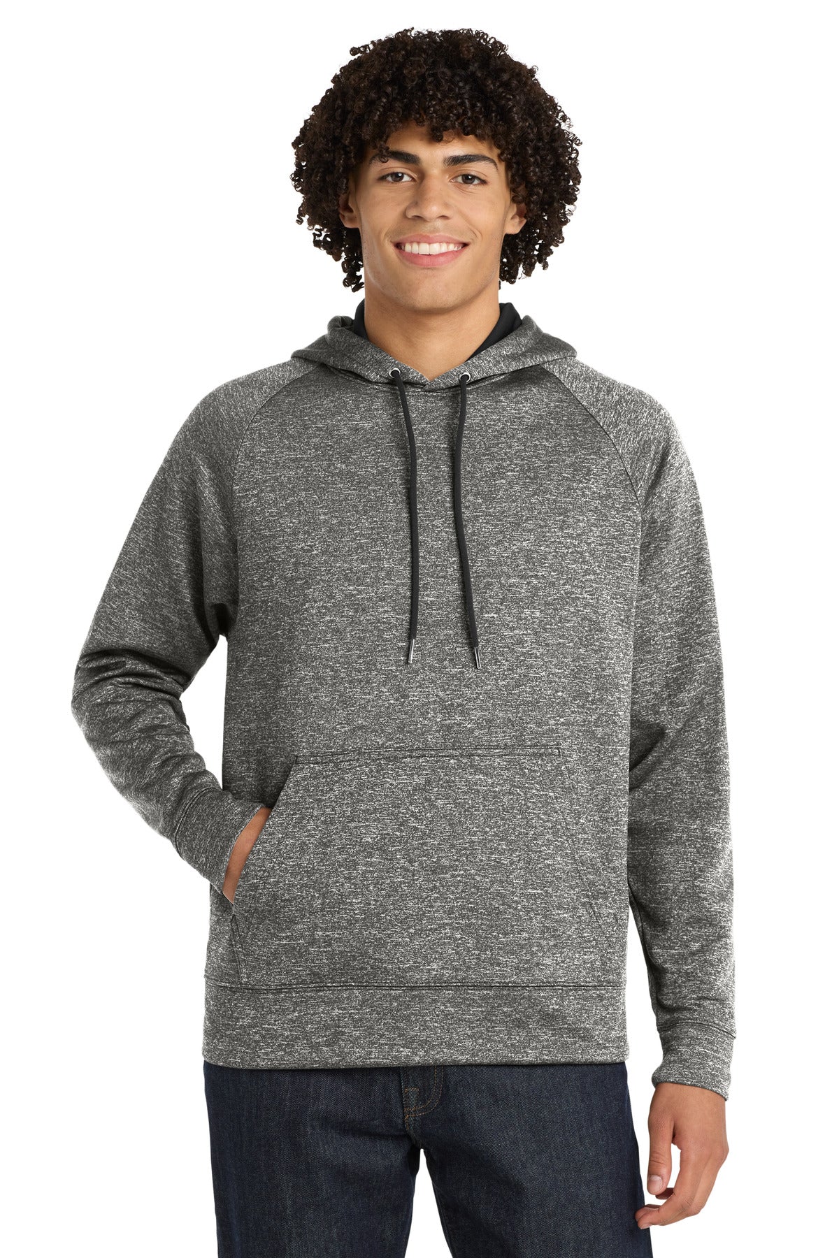 Sport-Tek PosiCharge Electric Heather Fleece Hooded Pullover. ST225 - Black Electric
